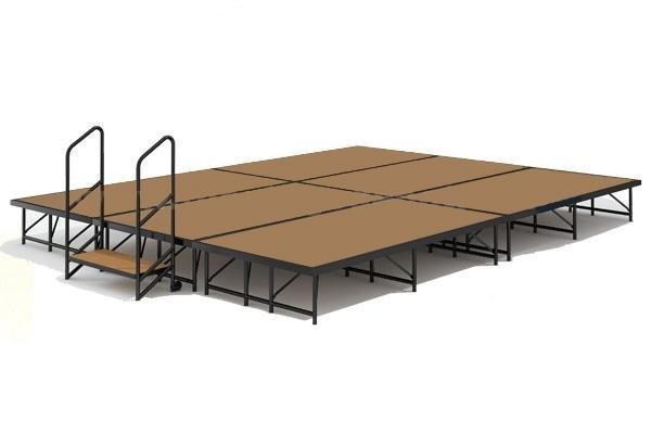 Executive Stage Kit – Portable 12′ x 8′ Hardboard Finish (Choose Your Height) – 3 Pcs 4’x8′ Platforms, 1 Set of Steps with Handrails