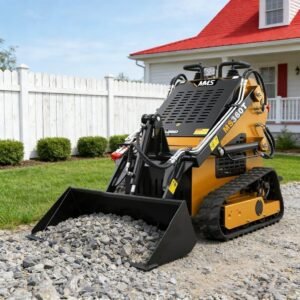 Mms New Mini Skid Steer Loader Ms360t, 13.5hp 420cc Rato GAS Engine Stand-on Crawler Loader, Foldable Pedals Track Loader, Yellow - Image 3