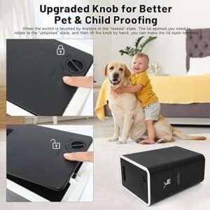 DealsNest Black Rectangular Plastic Waste Basket with Push Button Lid - Image 3
