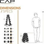 CAP Barbell Rubber Coated Dumbbell Weight Set with Vertical Rack | 100 lb, 150 lb, and 210 lb Options - Image 3
