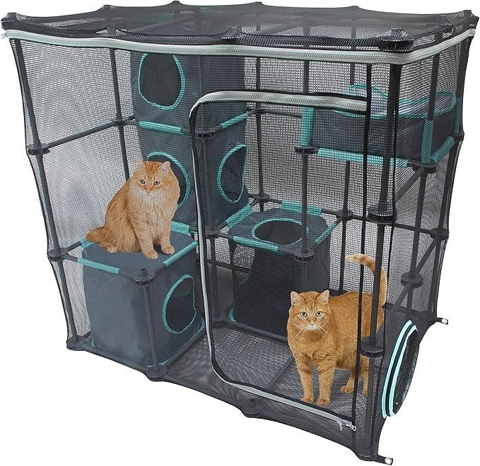 A1HHW46JvXL._AC_SX679_-1.jpg Kitty City Outdoor Catio Furniture and Play Kits for Cats, Outdoor Mega Kit - Image 1