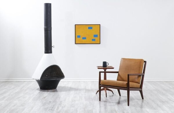 Malm Lancer Mid-Century Modern Cone Freestanding Wood Burning Fireplace | Custom Made – Matte White - Image 2