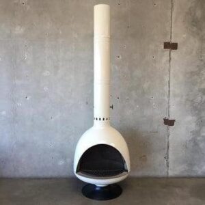 Malm Lancer Mid-Century Modern Cone Freestanding Wood Burning Fireplace | Custom Made – Matte White