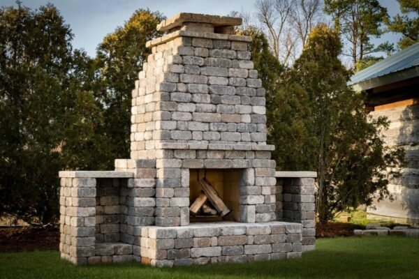 ROMANSTONE Fremont 47.25 in. x 51.125 in. x 89.625 Blend Outdoor Weathered Concrete Fireplace Kit - Image 3