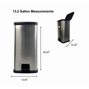 Mainstays 13.2 Gallon Plastic Step Trash Can with Lid - Image 2