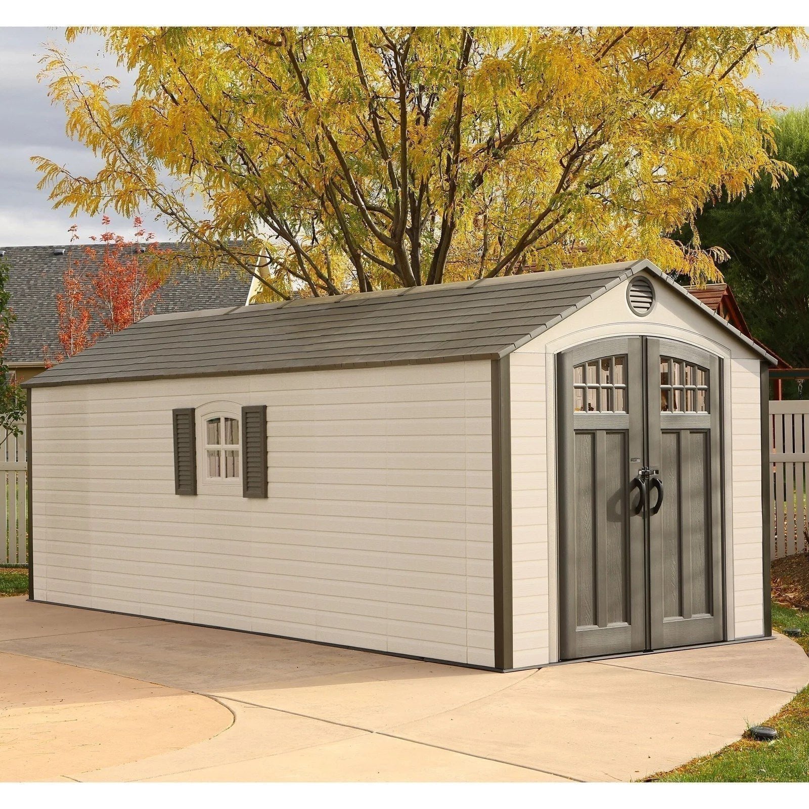 Outdoor Storage Shed 8′ x 20′ – Desert Sand – Lifetime