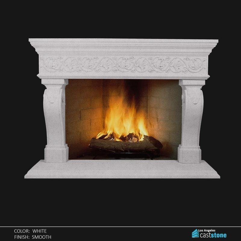 Los Angeles Cast Stone White Fireplace Surround 57”H x 90”W