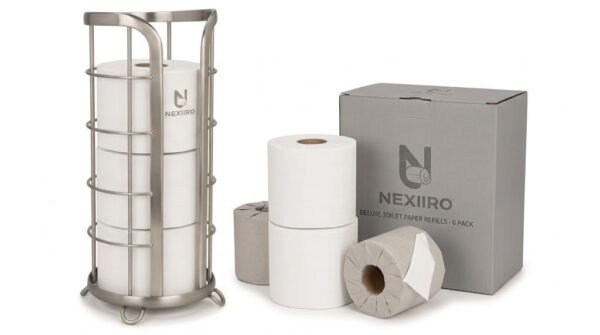 NEXIIRO Freestanding Toilet Paper Holder Stand & Reserve Storage Organizer - Image 3