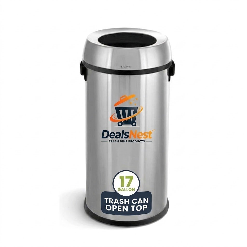 DealsNest 17 Gallon Stainless Steel Round Open Top Waste Receptacle